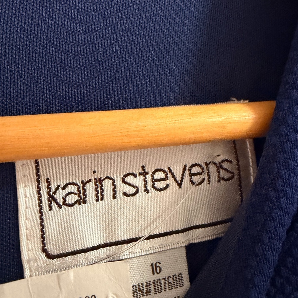 Karin Stevens Navy Blue Midi Dress with Belt - Picture 7 of 8